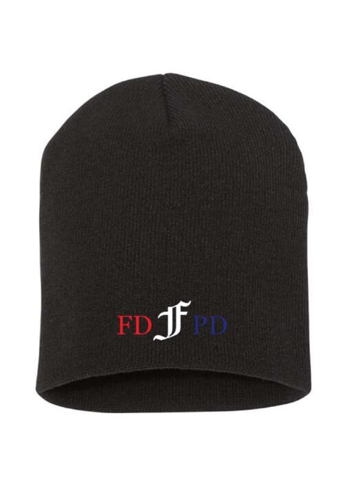 Black 9" knit beanie with FDPD logo