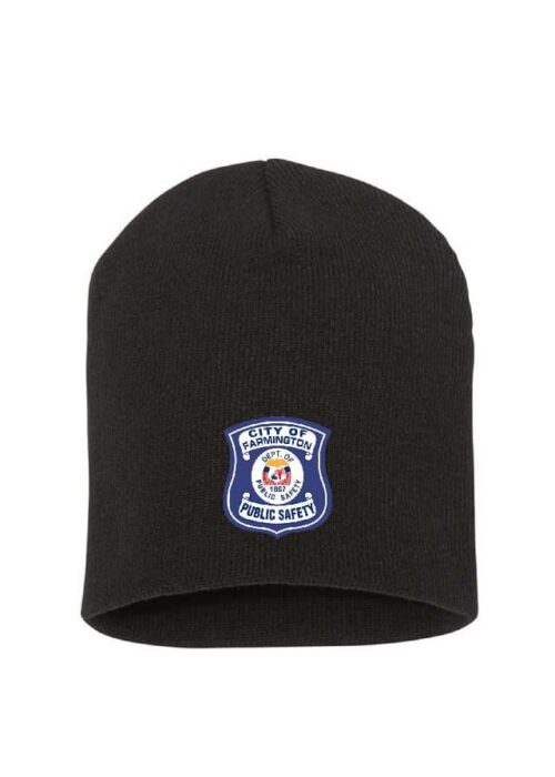 Black 9" knit beanie with Public Safety Badge