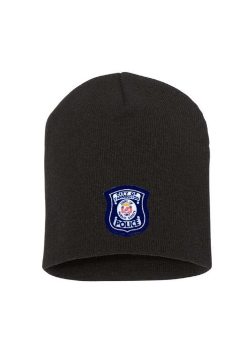 Black 9" knit beanie with Police Shield
