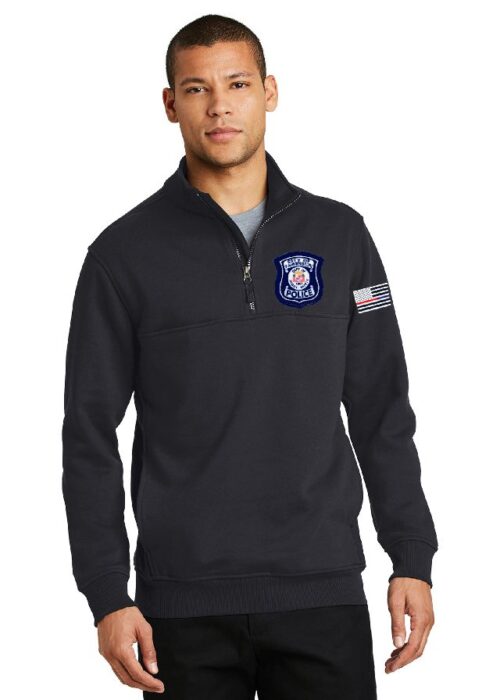 CS626 Navy Half Zip Job Shirt with Police Shield